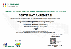 Sertifikat Akreditasi LAMEMBA Universitas Andalas Sarjana Manajemen_001